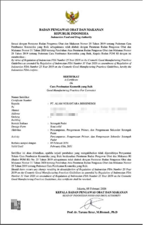 Sertifikat CPKB — Semi Padat